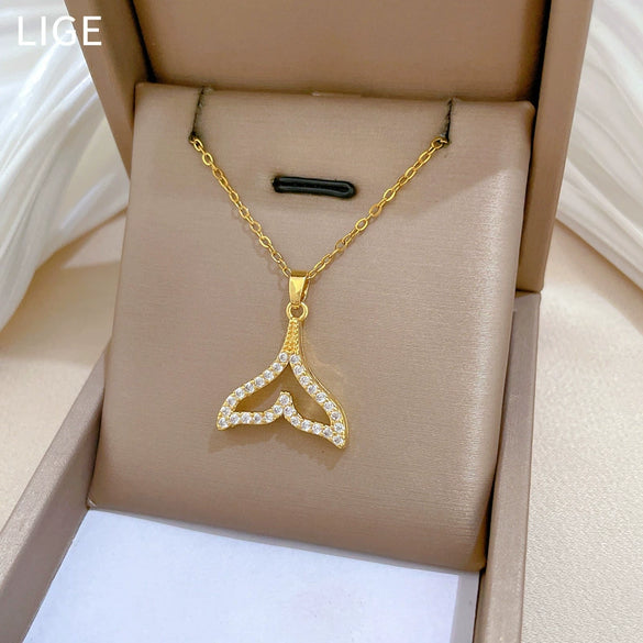 Wholesale Necklace Stainless Steel Copper Geometric Fishtail Cartoon Minimalist Unisex