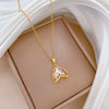 Wholesale Necklace Stainless Steel Copper Geometric Fishtail Hollow Light Luxury Elegant Gorgeous Full Diamond Unisex Allmatch Clavicle Chain