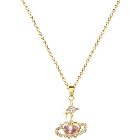 Wholesale Necklace Stainless Steel Copper Geometric Love Star Full Diamond Cartoon Minimalist Style Unisex