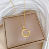 Wholesale Necklace Stainless Steel Copper Geometric Star Moon Full Diamond Light Luxury Elegant Gorgeous Unisex Allmatch Clavicle Chain