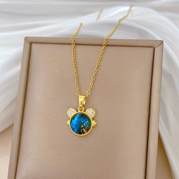 Wholesale Necklace Stainless Steel Copper Geometric Style Cartoon Starry Sky Cat Pendant