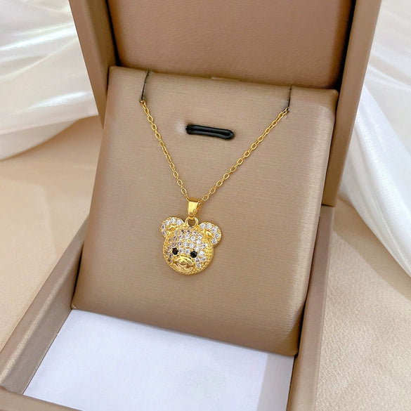 Wholesale Necklace Stainless Steel Copper Geometric Style Light Luxury Elegant Gorgeous Cute Bear Unisex