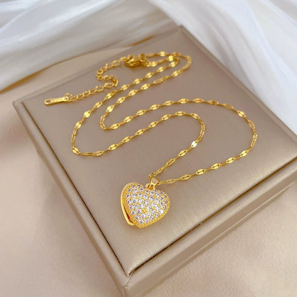 Wholesale Necklace Stainless Steel Copper Heart Geometric Style