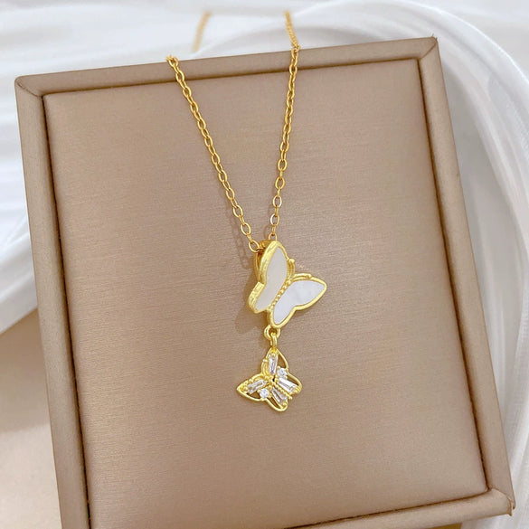 Wholesale Necklace Stainless Steel Copper Hollow Shell Butterfly Geometric Cartoon Natural Light Luxury Elegant Gorgeous Unisex