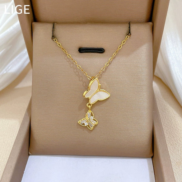 Wholesale Necklace Stainless Steel Copper Hollow Shell Butterfly Geometric Cartoon Natural Light Luxury Elegant Gorgeous Unisex