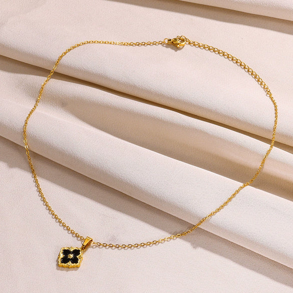 Wholesale Necklace Stainless Steel Cross Chain With Peacock Fritillary Clover Pendant Electroplated