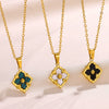 Wholesale Necklace Stainless Steel Cross Chain With Peacock Fritillary Clover Pendant Electroplated