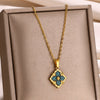 Wholesale Necklace Stainless Steel Cross Chain With Peacock Fritillary Clover Pendant Electroplated