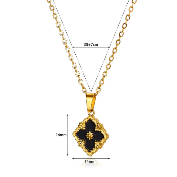 Wholesale Necklace Stainless Steel Cross Chain With Peacock Fritillary Clover Pendant Electroplated