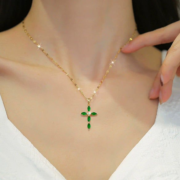Wholesale Necklace Stainless Steel Cross Geometric Female Light Luxury Temperament