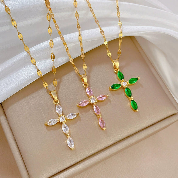Wholesale Necklace Stainless Steel Cross Geometric Female Light Luxury Temperament