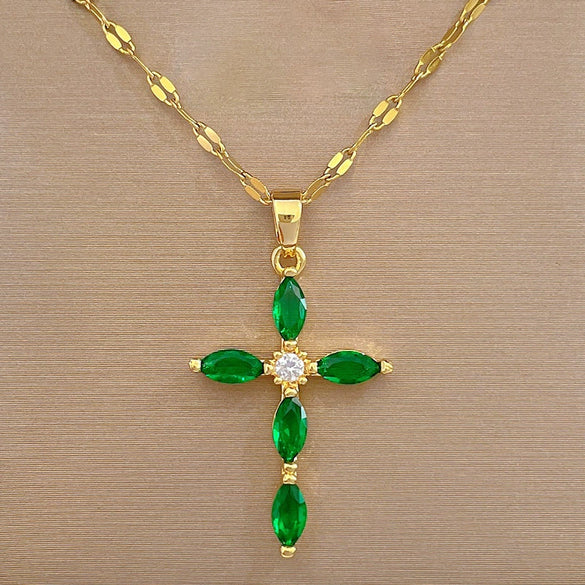 Wholesale Necklace Stainless Steel Cross Geometric Female Light Luxury Temperament