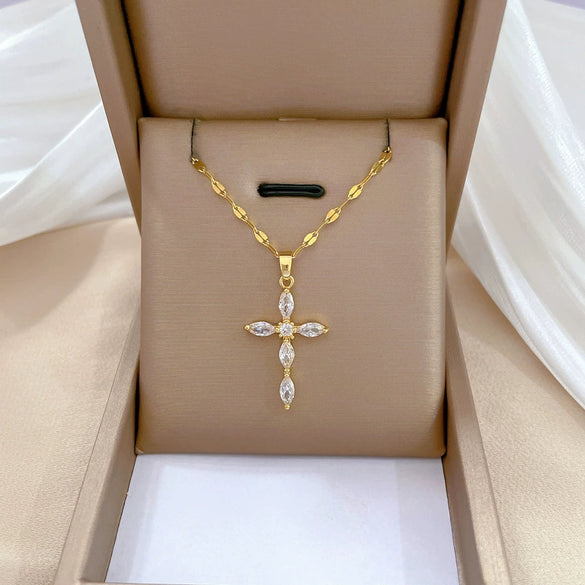Wholesale Necklace Stainless Steel Cross Geometric Female Light Luxury Temperament