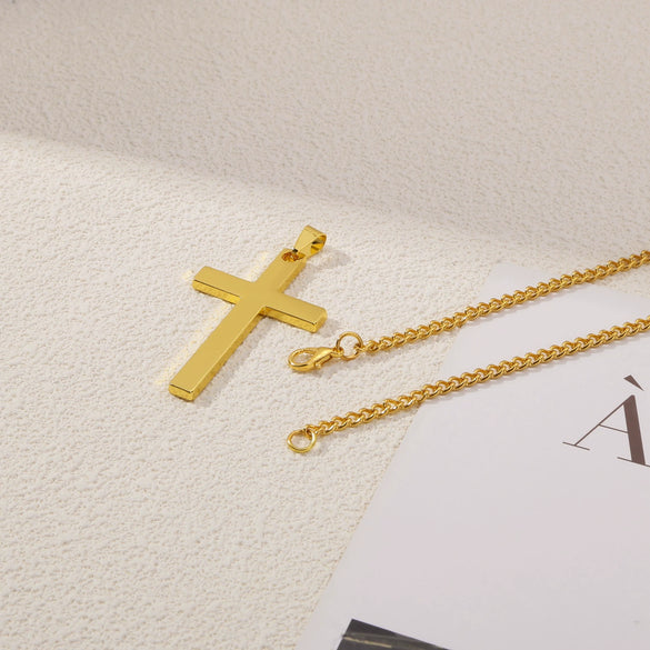 Wholesale Necklace Stainless Steel Cross Hip Hop Fashion Electroplating Ochain Unisex