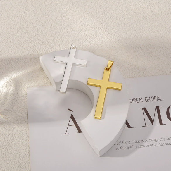 Wholesale Necklace Stainless Steel Cross Hip Hop Fashion Electroplating Ochain Unisex