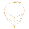 Wholesale Necklace Stainless Steel Crystal Electroplating Geometric Star Moon Tassel Three Layer Jewelry For Women