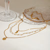 Wholesale Necklace Stainless Steel Crystal Electroplating Geometric Star Moon Tassel Three Layer Jewelry For Women