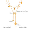 Wholesale Necklace Stainless Steel Double Layer Butterfly Tassel Women's Light Luxury Elegant Clavicle Chain With Electroplating And Geometric Animal Pattern