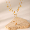 Wholesale Necklace Stainless Steel Double Layer Butterfly Tassel Women's Light Luxury Elegant Clavicle Chain With Electroplating And Geometric Animal Pattern