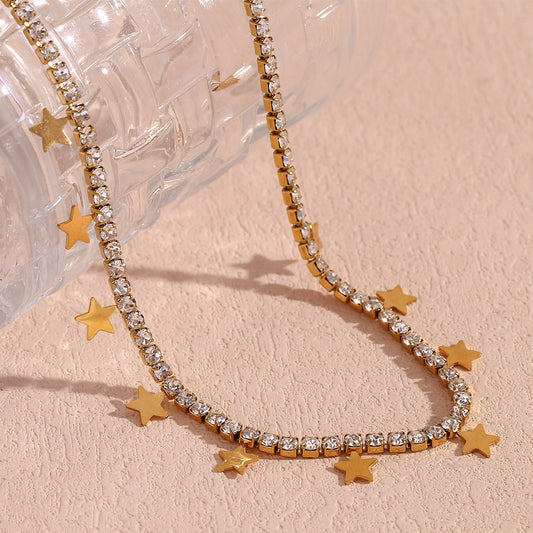Wholesale Necklace Stainless Steel Electroplated Fivepointed Star Pendant Chain