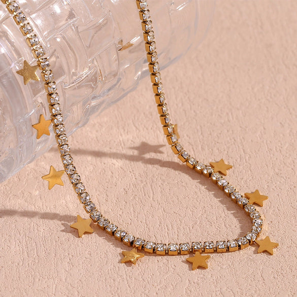 Wholesale Necklace Stainless Steel Electroplated Fivepointed Star Pendant Chain