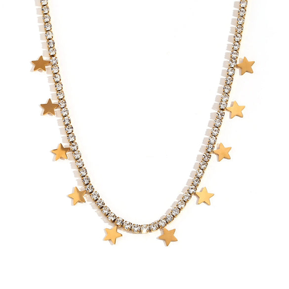 Wholesale Necklace Stainless Steel Electroplated Fivepointed Star Pendant Chain