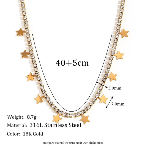 Wholesale Necklace Stainless Steel Electroplated Fivepointed Star Pendant Chain