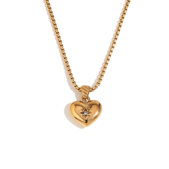 Wholesale Necklace Stainless Steel Electroplated Gold Horn Pattern Heartshaped For Women