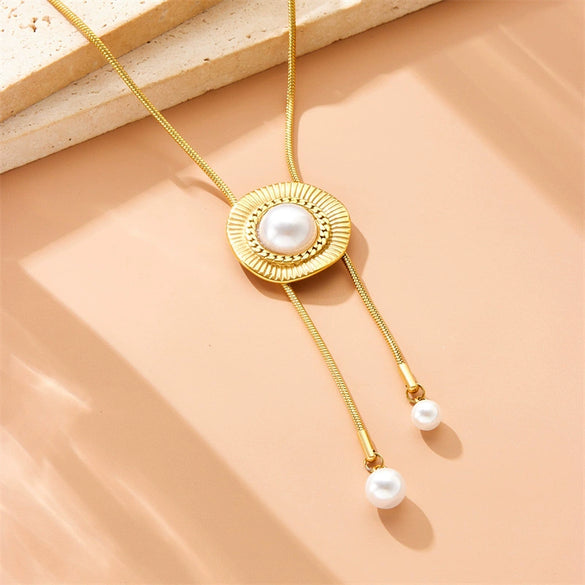 Wholesale Necklace Stainless Steel Flower Bow Tie Pattern Irregular Round Pendant Electroplating Design For Women