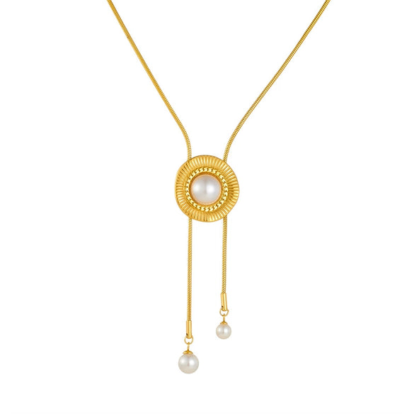 Wholesale Necklace Stainless Steel Flower Bow Tie Pattern Irregular Round Pendant Electroplating Design For Women