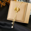 Wholesale Necklace Stainless Steel Flower Bow Tie Pattern Irregular Round Pendant Electroplating Design For Women