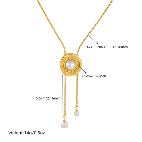 Wholesale Necklace Stainless Steel Flower Bow Tie Pattern Irregular Round Pendant Electroplating Design For Women