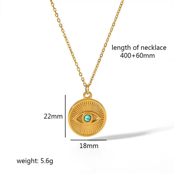Wholesale Necklace Stainless Steel French Retro Style Heart Geometric Love Devil's Eye Pendant Electroplated For Women