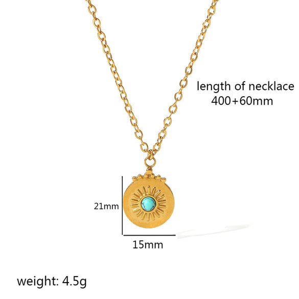 Wholesale Necklace Stainless Steel French Retro Style Heart Geometric Love Devil's Eye Pendant Electroplated For Women