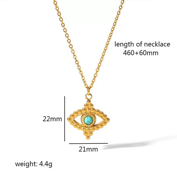 Wholesale Necklace Stainless Steel French Retro Style Heart Geometric Love Devil's Eye Pendant Electroplated For Women