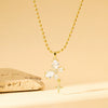 Wholesale Necklace Stainless Steel Geometric Butterfly Water Drop Microinlaid Mixed Gemstone Electroplating