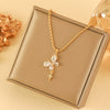 Wholesale Necklace Stainless Steel Geometric Butterfly Water Drop Microinlaid Mixed Gemstone Electroplating