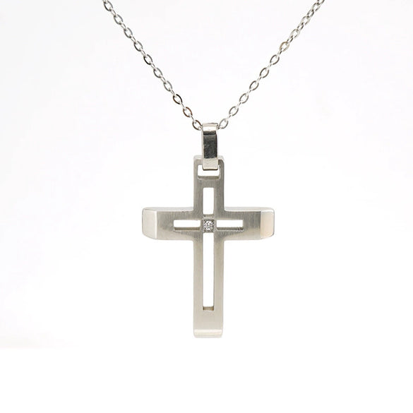 Wholesale Necklace 316L Stainless Steel Geometric Cross Electroplated 18K Gold For Women