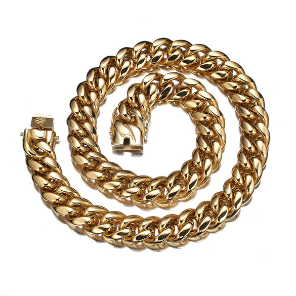 Wholesale Necklace Stainless Steel Geometric Cuban Chain Faucet Buckle Unisex Personality Style