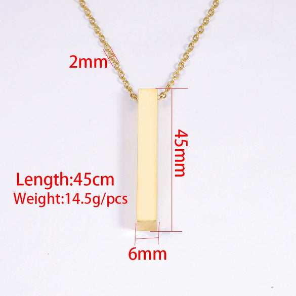 Wholesale Necklace Stainless Steel Geometric Cuboid Stereo Electroplating Cross Chain Pendant