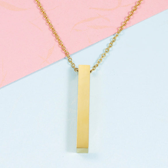 Wholesale Necklace Stainless Steel Geometric Cuboid Stereo Electroplating Cross Chain Pendant
