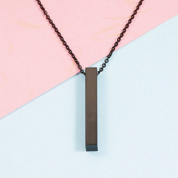 Wholesale Necklace Stainless Steel Geometric Cuboid Stereo Electroplating Cross Chain Pendant