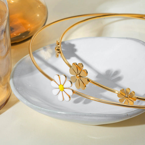 Wholesale Necklace Stainless Steel Geometric Daisy Design Jewelry For Women