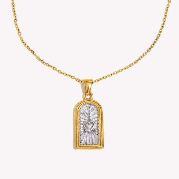 Wholesale Necklace Stainless Steel Geometric Electroplated Heart Tarot Style For Women