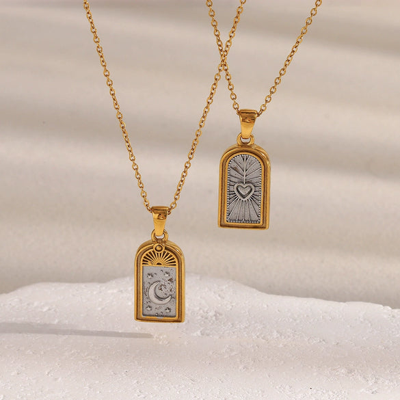 Wholesale Necklace Stainless Steel Geometric Electroplated Heart Tarot Style For Women
