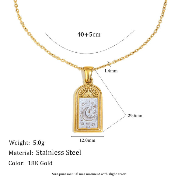 Wholesale Necklace Stainless Steel Geometric Electroplated Heart Tarot Style For Women