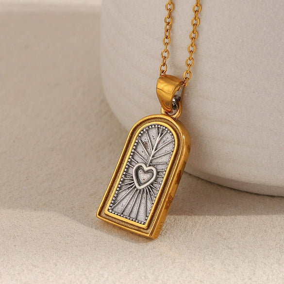 Wholesale Necklace Stainless Steel Geometric Electroplated Heart Tarot Style For Women