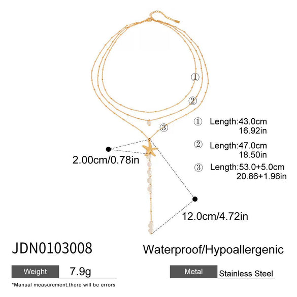 Wholesale Necklace Stainless Steel Geometric Electroplating Twist Ochain Pendant Threelayer