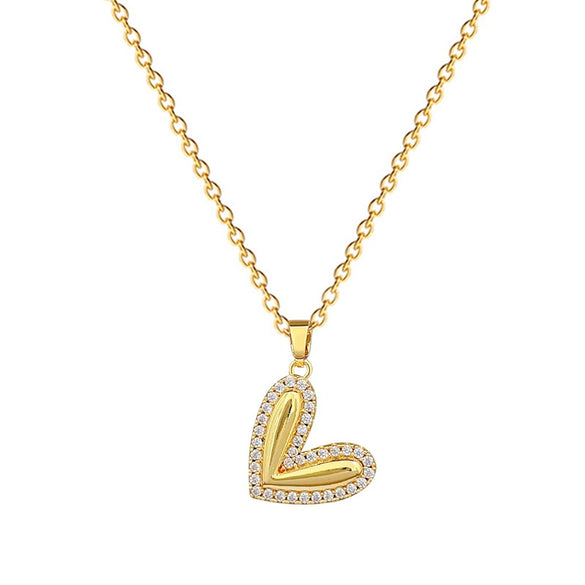 Wholesale Necklace Stainless Steel Geometric Love Peach Heart Pendant Titanium Steel Chain Cartoon Minimalist Style Unisex