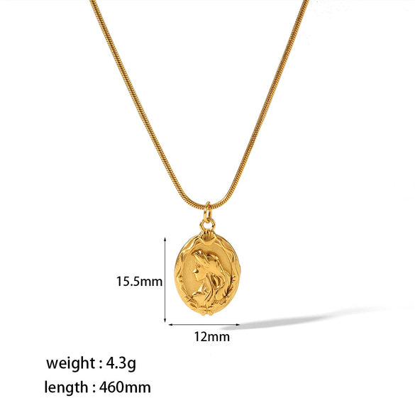 Wholesale Necklace Stainless Steel Geometric Mermaid Fairy Tale Pendant Electroplated Fashion Light Luxury